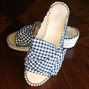 Franco Sarto Patrice Gingham Espadrille Mules 8.5